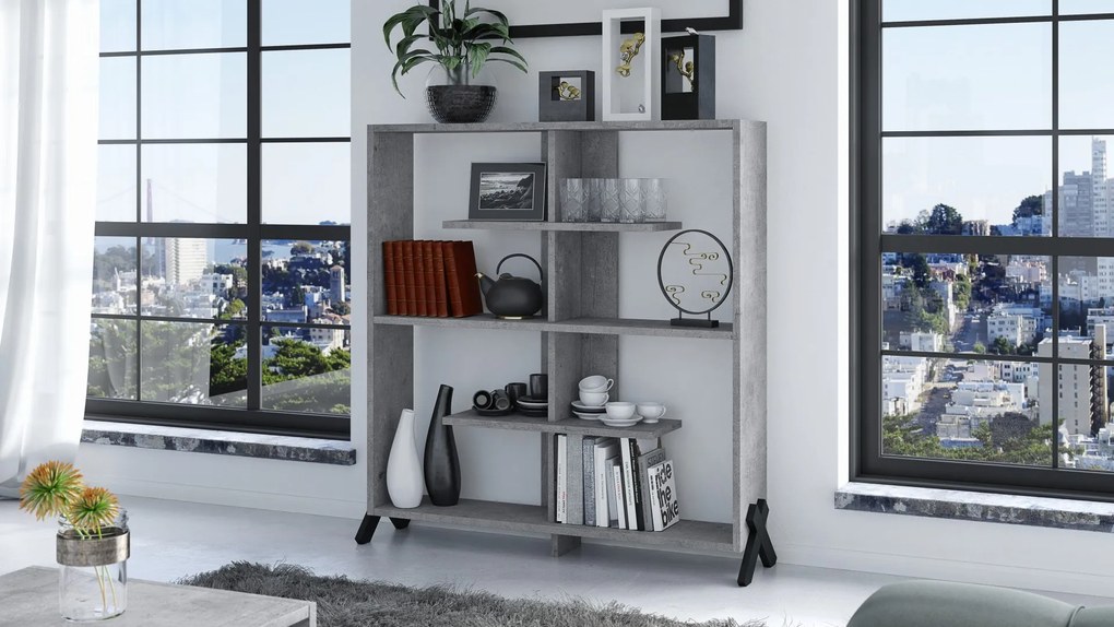 Bibliotecă VIK R-110 Beton Millenium - MINI BIBLIOTECĂ PENTRU CAMERA DE ZI