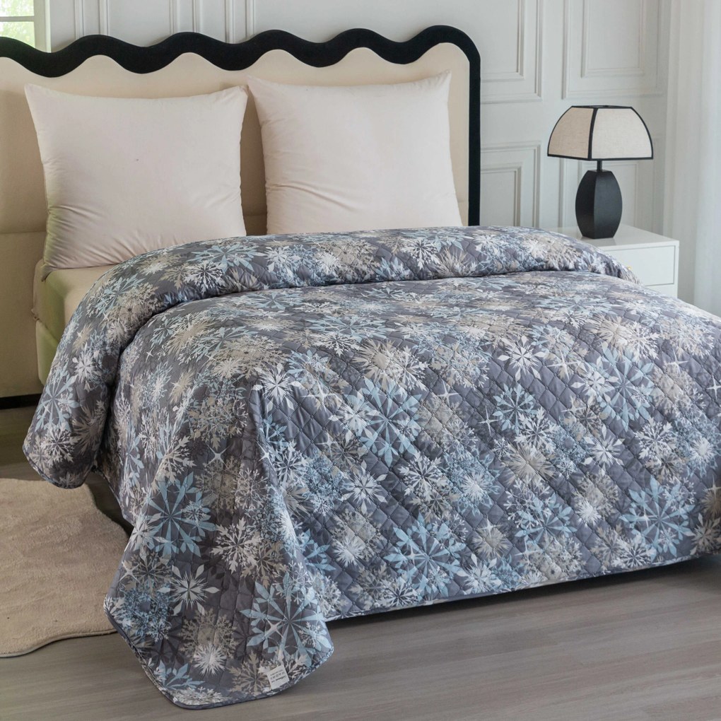 Cuvertura de pat SNOWFLAKE, albastru-gri Dimensiune: 170 x 210 cm