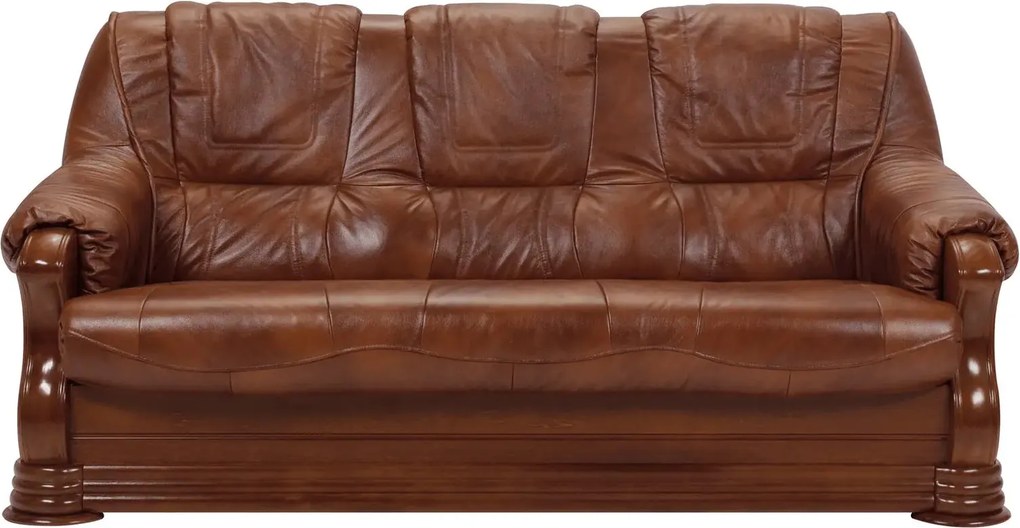 Canapea extensibila de piele PARMA, maro, piele naturala/lemn/placaj,