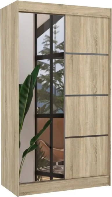 Dulap cu usi glisante si oglinda 120x215 cm, Gilton, ADRK Furniture (Culoare: Alb)