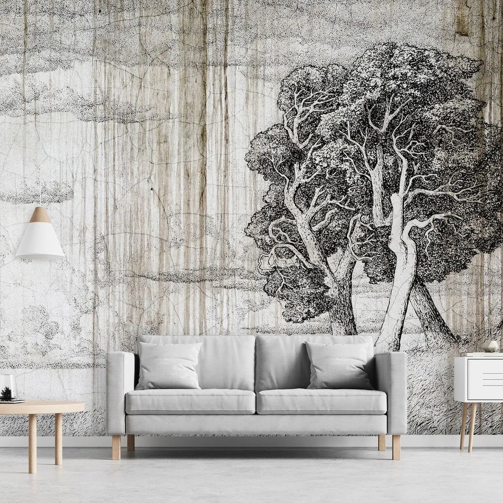 Fototapet - Copac - hârtie veche (152,5x104 cm)