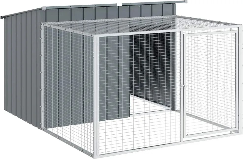 vidaXL Cușcă pentru câini cu împrejmuire, antracit, 153x194x110 cm, oțel galvanizat