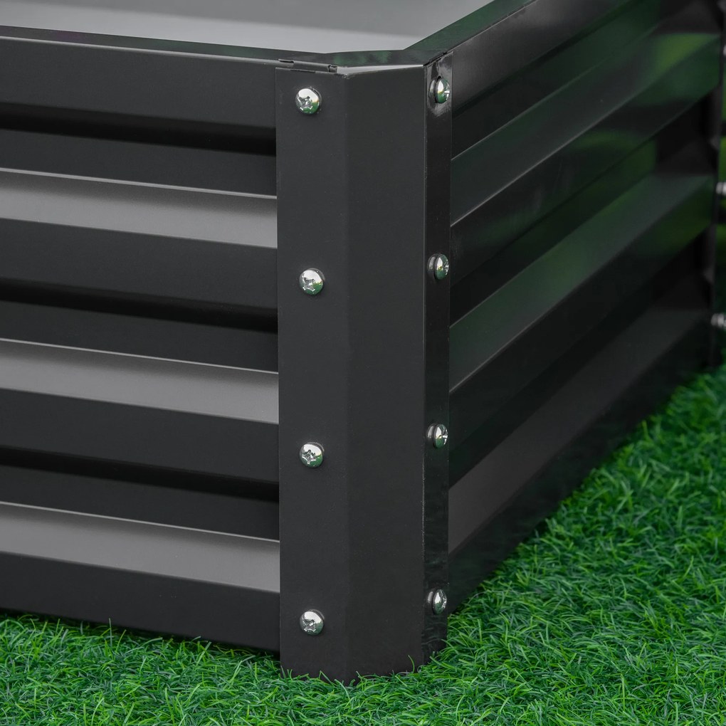 Outsunny Set de 2 jardiniere înălțate, pătrat de grădină pentru legume, flori, oțel galvanizat 60 x 60 x 30,5 cm, gri | Aosom Romania