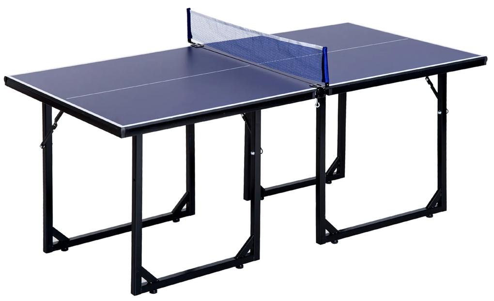 Masa de Ping Pong Pliabila, Multifuncitonala, cu Plasa din Otel si MDF, 182x91x76cm - Albastru HOMCOM | Aosom RO