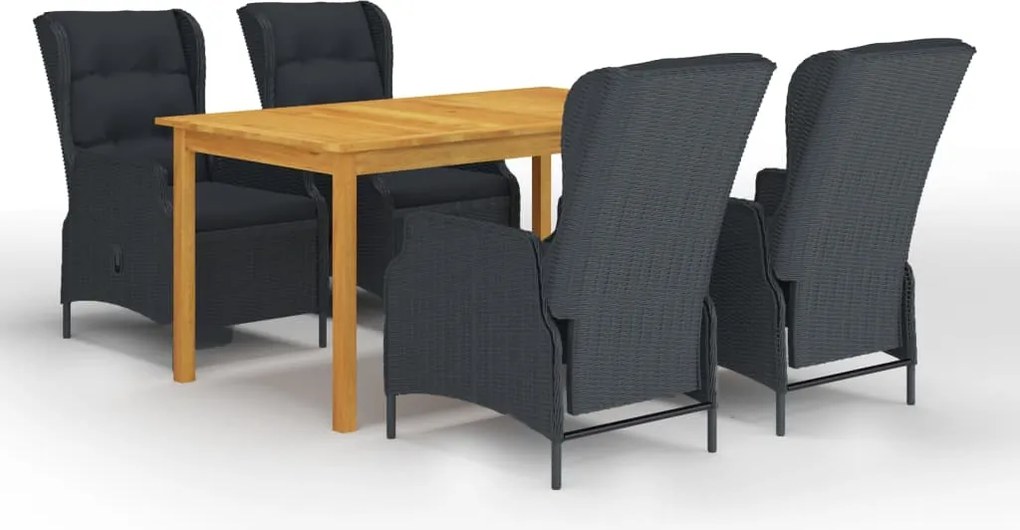 vidaXL Set mobilier de grădină, 5 piese, gri închis