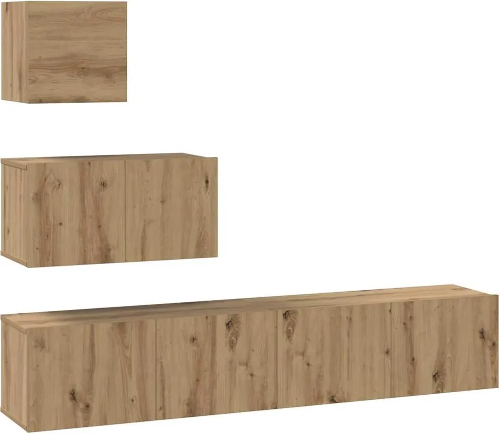 vidaXL Set comodă TV Pe perete 4 pcs Stejar Artizanal Lemn compozit