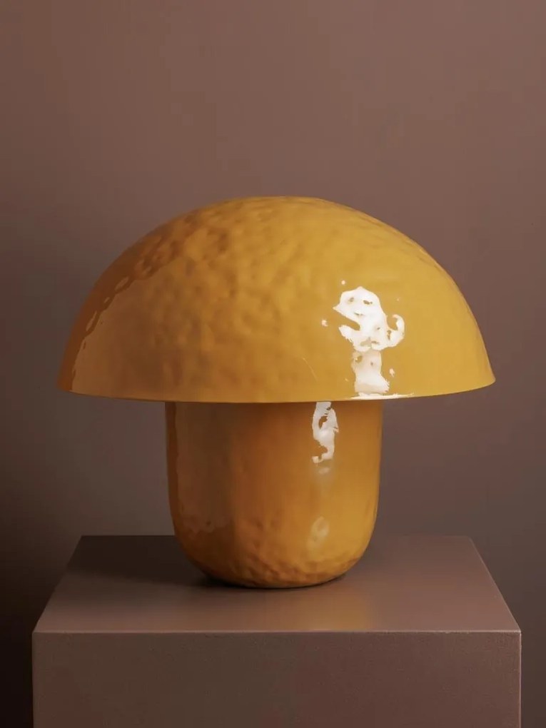 Lampa de masa, din metal, portocalie, forma de ciuperca, Bossue