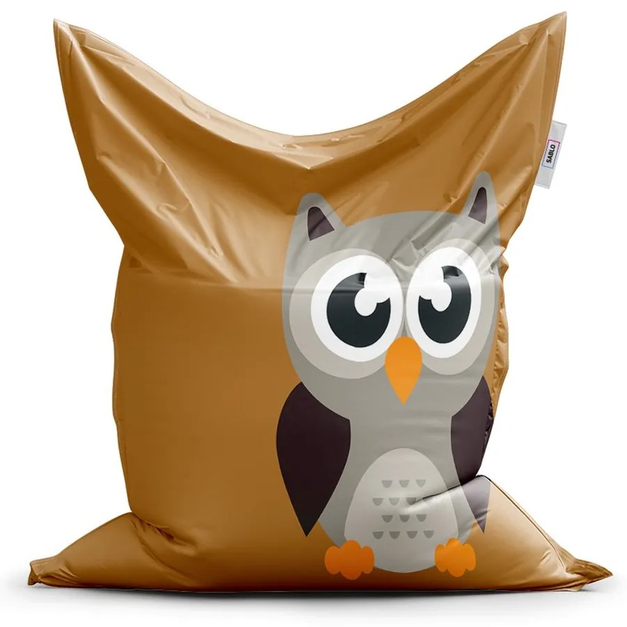 Sac de șezut Classic bufniță desenată - pentru copii, maro