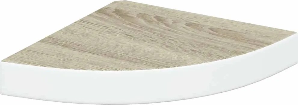 vidaXL Raft de perete de colț, stejar și alb, 25x25x3,8 cm, MDF