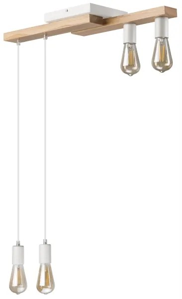 Lustră pe cablu CORTINA 4xE27/15W/230V alb/stejar