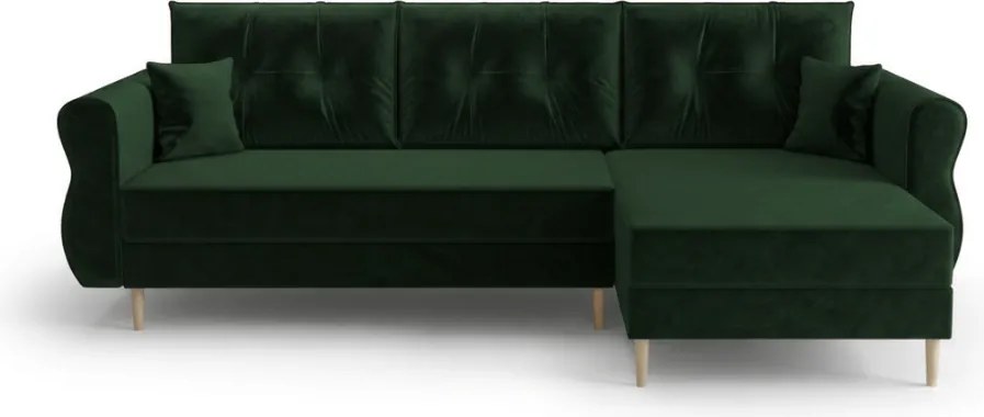 Canapea extensibila de colt SILVIANO, verde inchis, reversibila, 230x140 cm