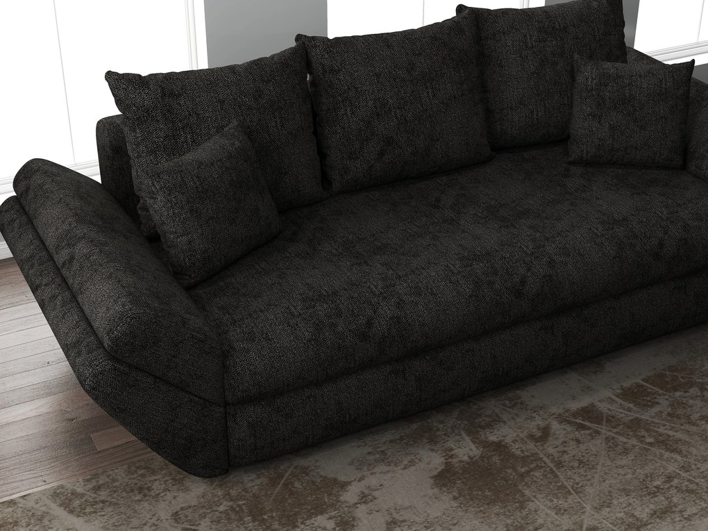 Canapea extensibilă dumonde cu ladă de depozitare si sezut confortabil din spuma high-density, Loana Enjoy Black 250x100 cm