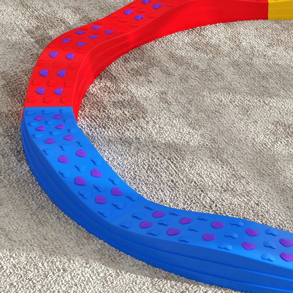 AIYAPLAY Poutre d'équilibre pentru copii 8 pietre de pas ondulées cu suprafață exturată antidrapantă și tapis de fond | Aosom Romania