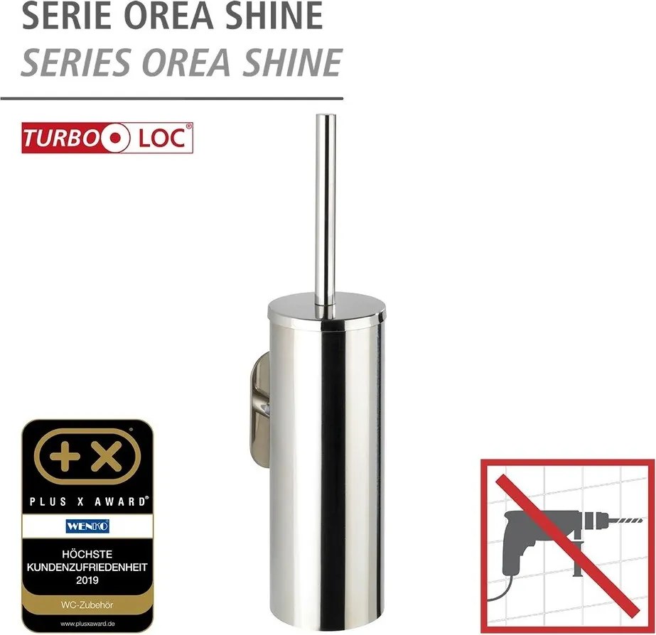 Perie WC autoadezivă din oțel inoxidabil Wenko Orea