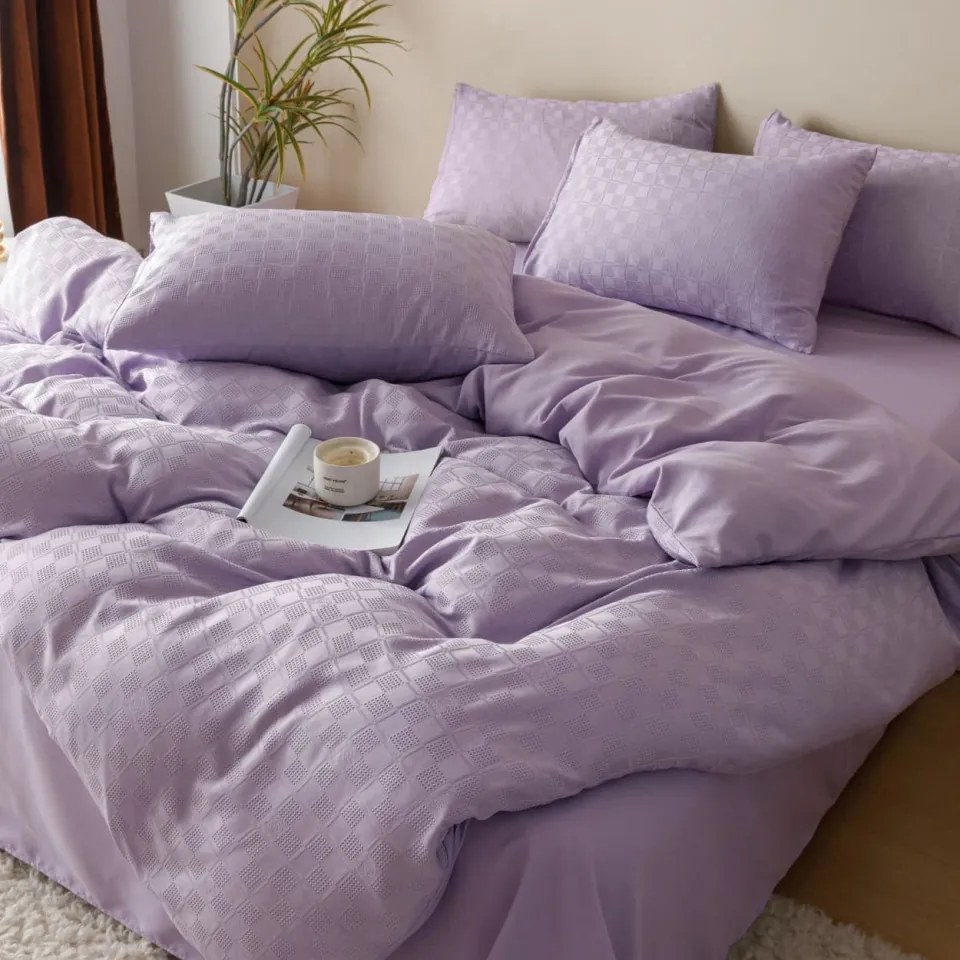 Lenjerie de pat, bumbac tip jacquard finetat, lila, 6 piese, Jo-Jo Home, JJ-04