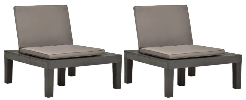 vidaXL Șezlonguri de grădină cu perne, 2 buc., antracit, plastic