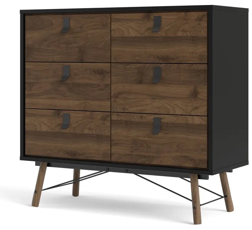 Comodă Tvilum Ry, 102x95 cm, maro închis-negru