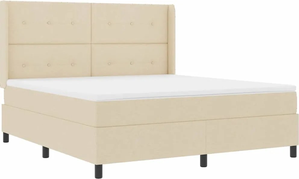 vidaXL Pat cu arc LED cu saltea Crem 180 x 200 cm țesătură