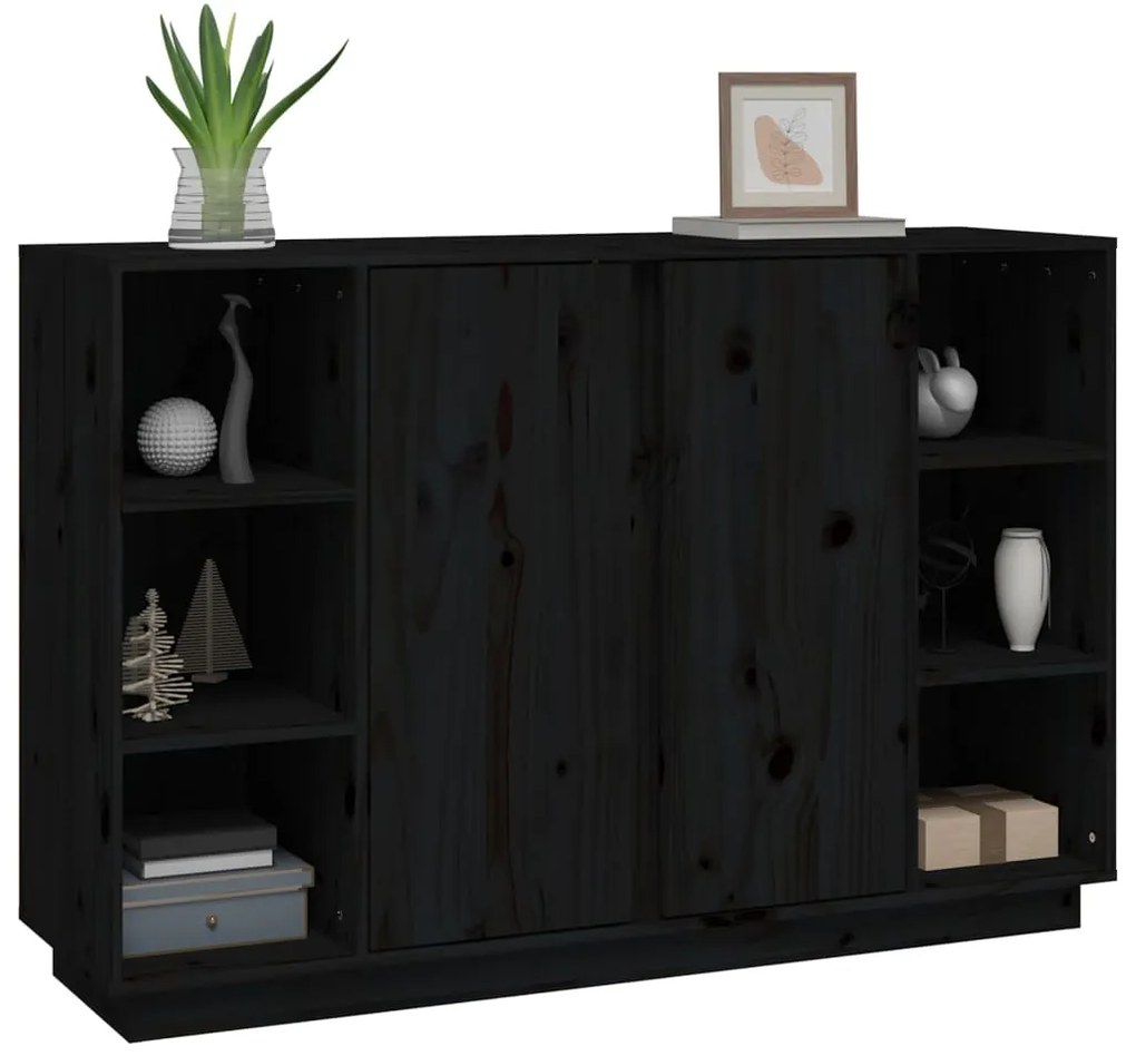 Servanta, negru, 120x35x80 cm, lemn masiv de pin 1, Negru