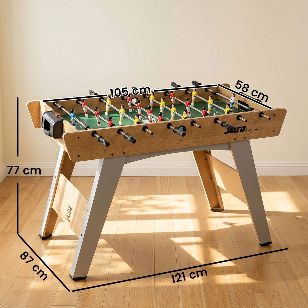 SPORTNOW Fotbal de Masă, Masa 121 Cm, 22 Jucători, Contoare Manuale, Lemn Natural | Aosom Romania