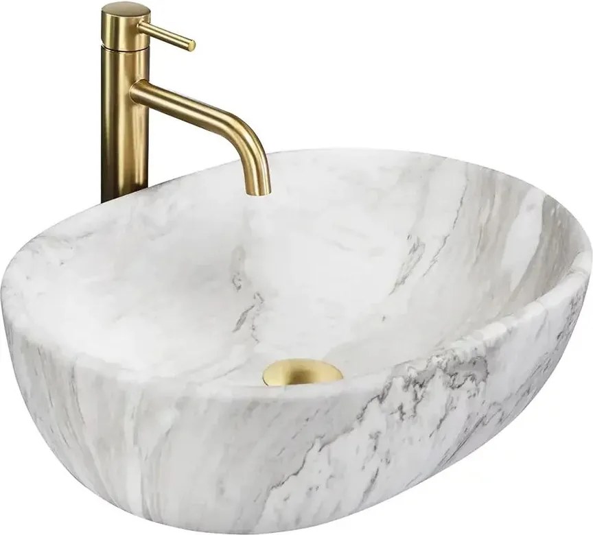 Lavoar pe blat Rea Amelia oval 48 cm gri-ash mat
