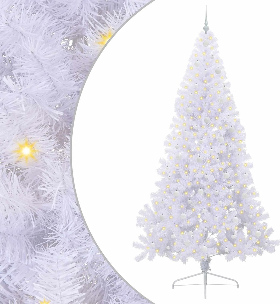 vidaXL Brad de Crăciun artificial cu 300 LED Alb 240 cm PVC și Oțel