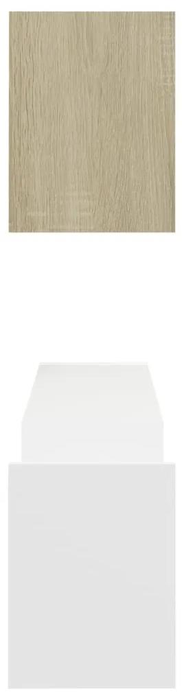 Rafturi de perete, 2 buc., alb stejar sonoma, 100x15x20 cm, PAL