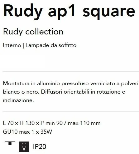 Aplica cu Spot directionabil Rudy ap1 square, negru