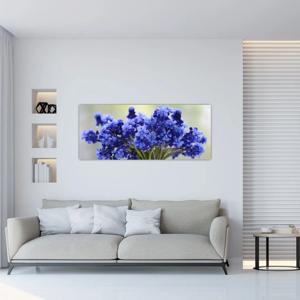 Tablou buchet cu flori albastre (120x50 cm)
