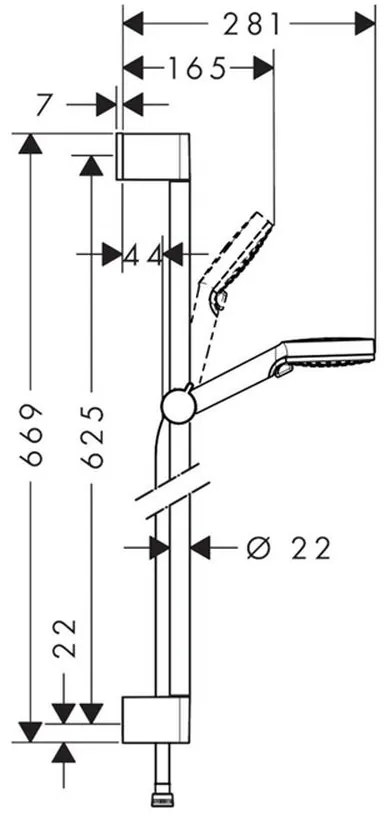 Set dus cu bara, para dus si furtun, Hansgrohe, Crometta Vario Unica si baterie dus, culoare crom, Cersanit Suaro