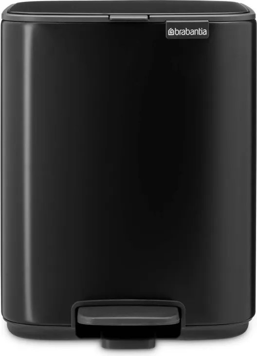 Cos de gunoi Brabantia Bo Pedal 1010137, 7 l, Inchidere lenta, Baza cauciucata, Negru mat