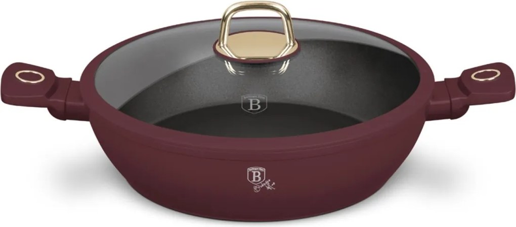 Cratita cu capac 30 cm 4,5L Leonardo Collection Berlinger Haus BH 8039, visiniu mat, mancarea nu se lipeste, compatibila cu inductie