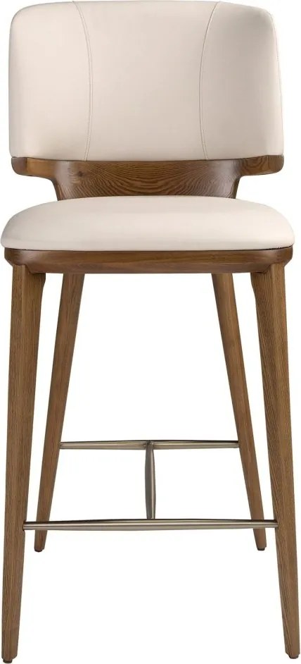 Scaun de bar din lemn si piele sintetica Cream