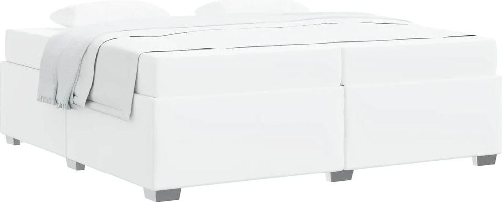 vidaXL Cadru de pat cu saltea Alb 200 x 200 cm țesătură