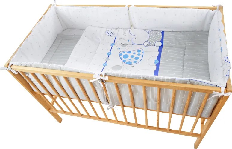 Lenjerie patut cu 5 piese 120x60cm My Zoo albastru