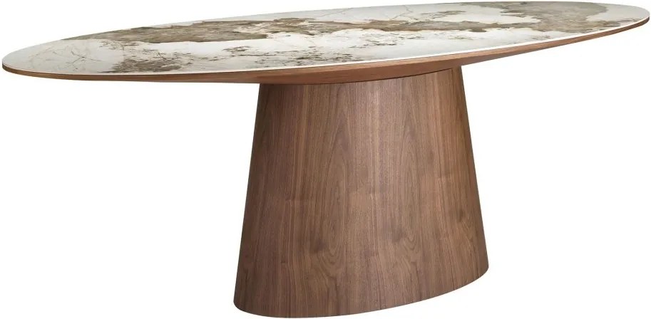 Masa ovala marmura portelanata Walnut 220x112cm