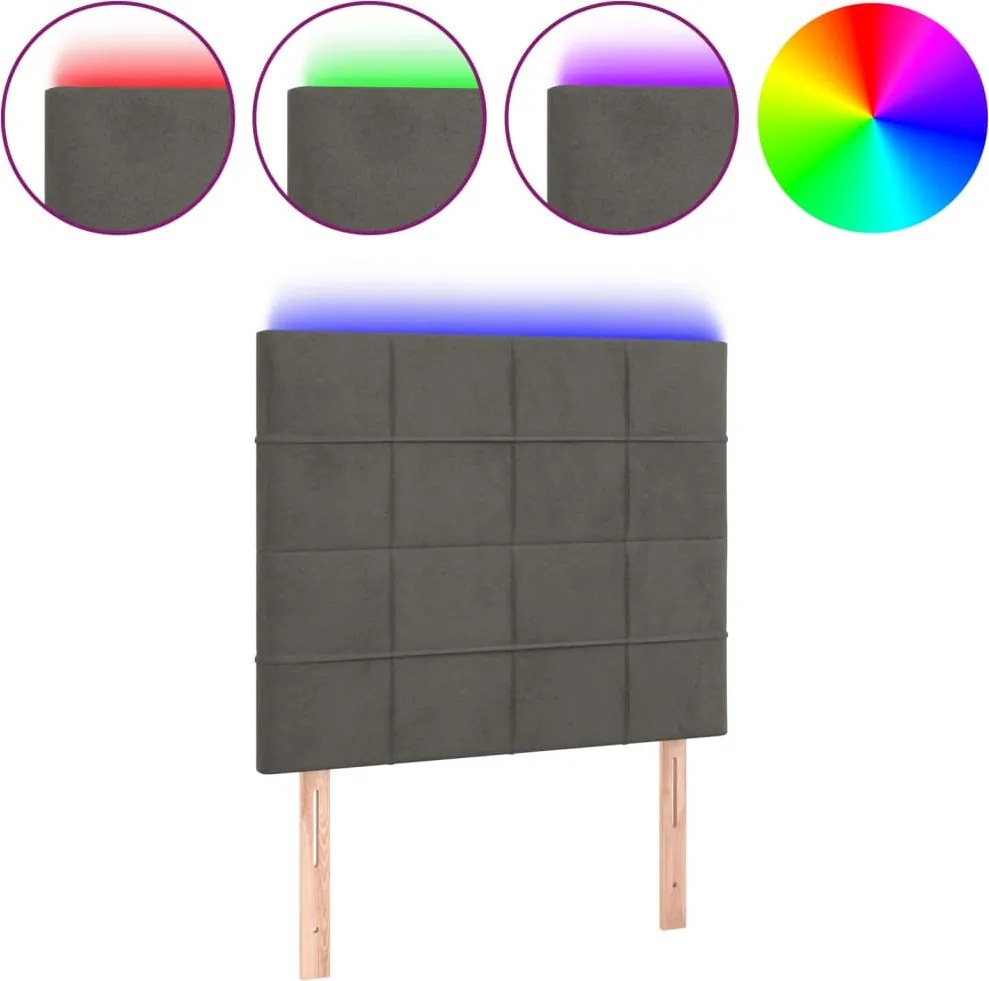 vidaXL Tăblie de pat cu LED, gri închis, 100x5x118/128 cm, textil