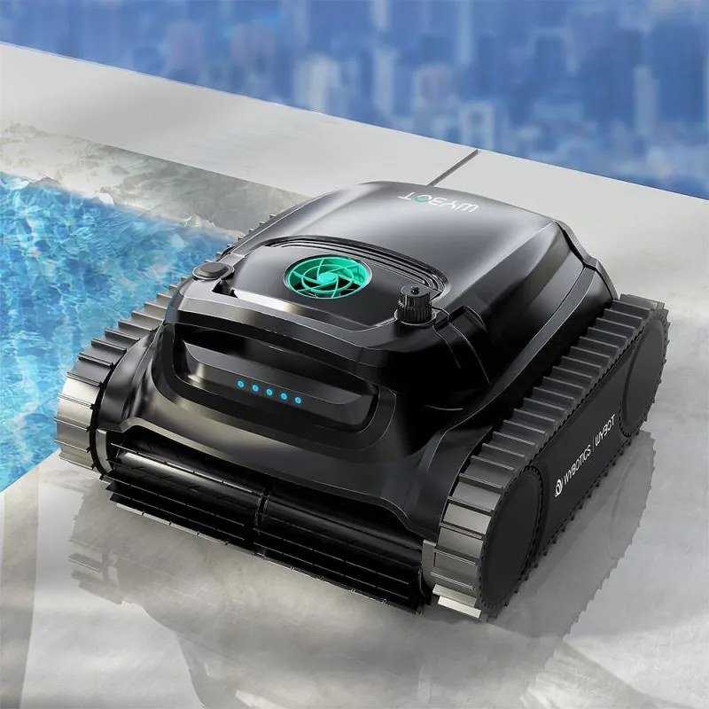 Robot fara fir pentru piscine Wybot M1, 120 W, 300 min, 400 m², Filtrare dubla, 2 randuri de perii, Planificare a traseului, Giroscop, Negru
