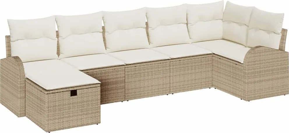 vidaXL Set de canapea cu pernă cu depozitare Bej și crem poliratan