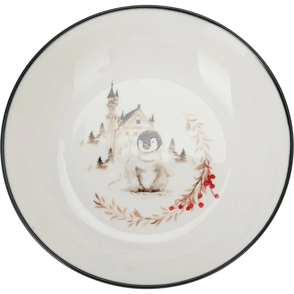 Farfurie adâncă din porțelan Winter Penguin, 20 x 4,5 cm