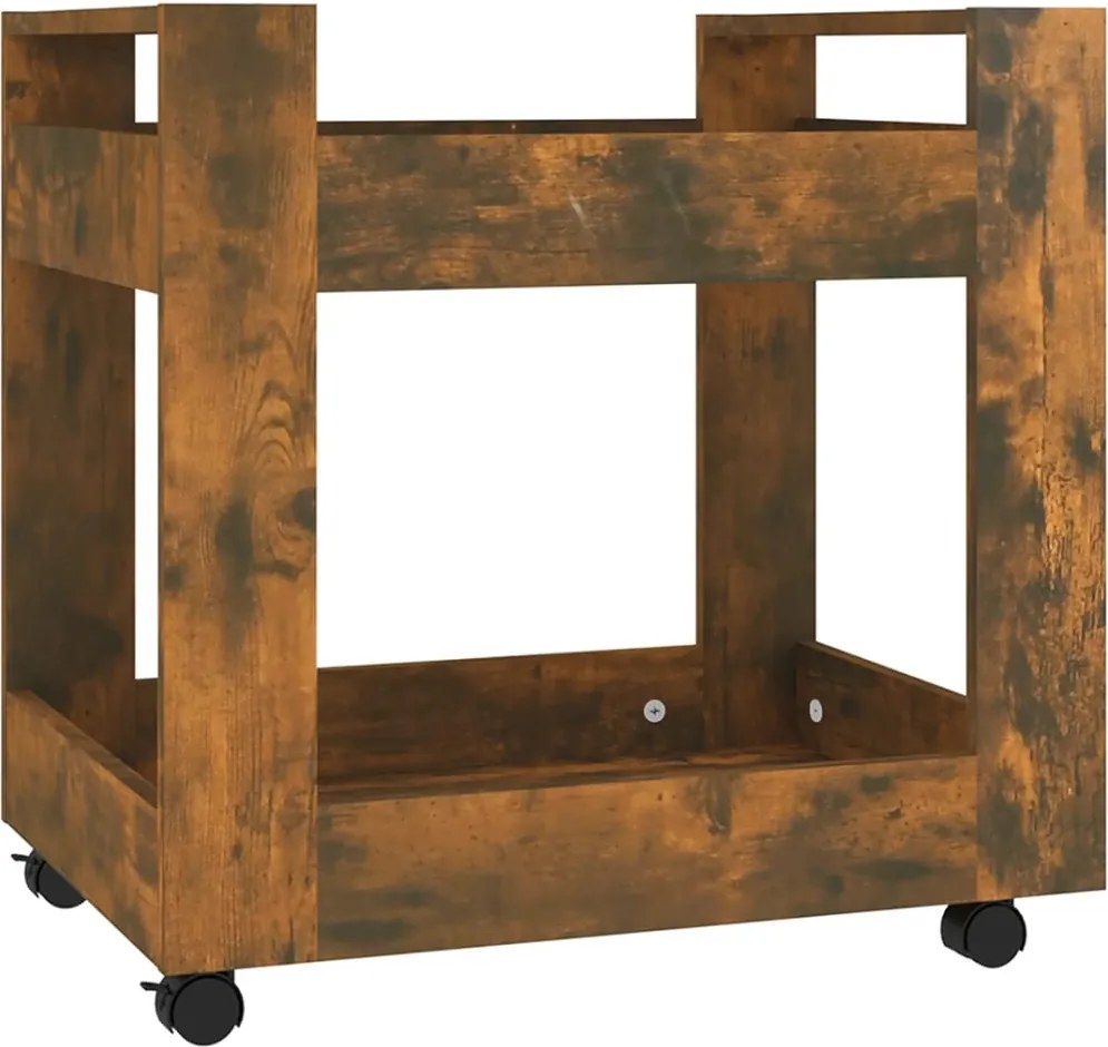 vidaXL Cărucior de birou, stejar fumuriu, 60x45x60 cm, lemn prelucrat