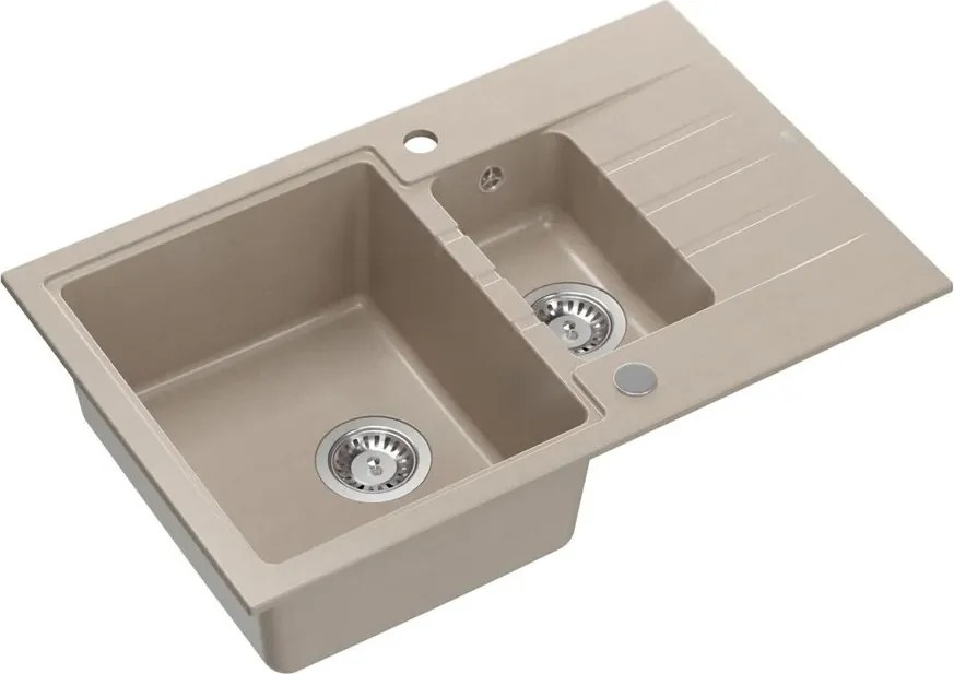 Chiuveta compozit Quadron Pop Peter 156 bej - inox 78x50 cm