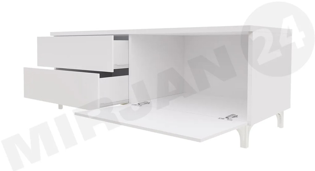 Set 2 mese TV Clea XI W Double (Alb + lucios Alb) (cu iluminat LED albastru). 1106201