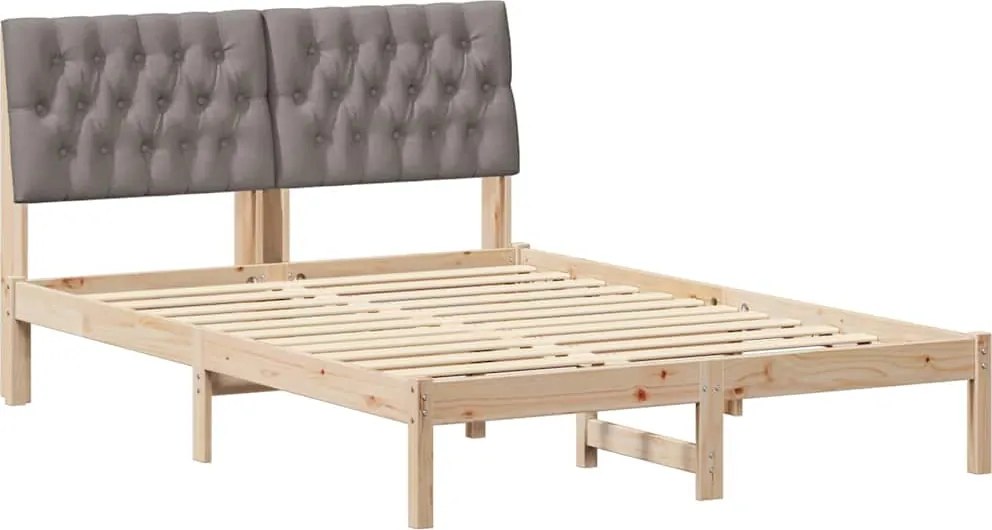 vidaXL Cadru de pat cu tăblie tapițată cu headboard Maro 150 x 200 cm