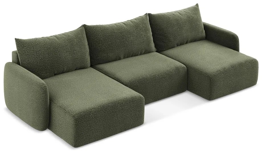 Colțar verde extensibil/cu spațiu de depozitare Kalena – Makamii