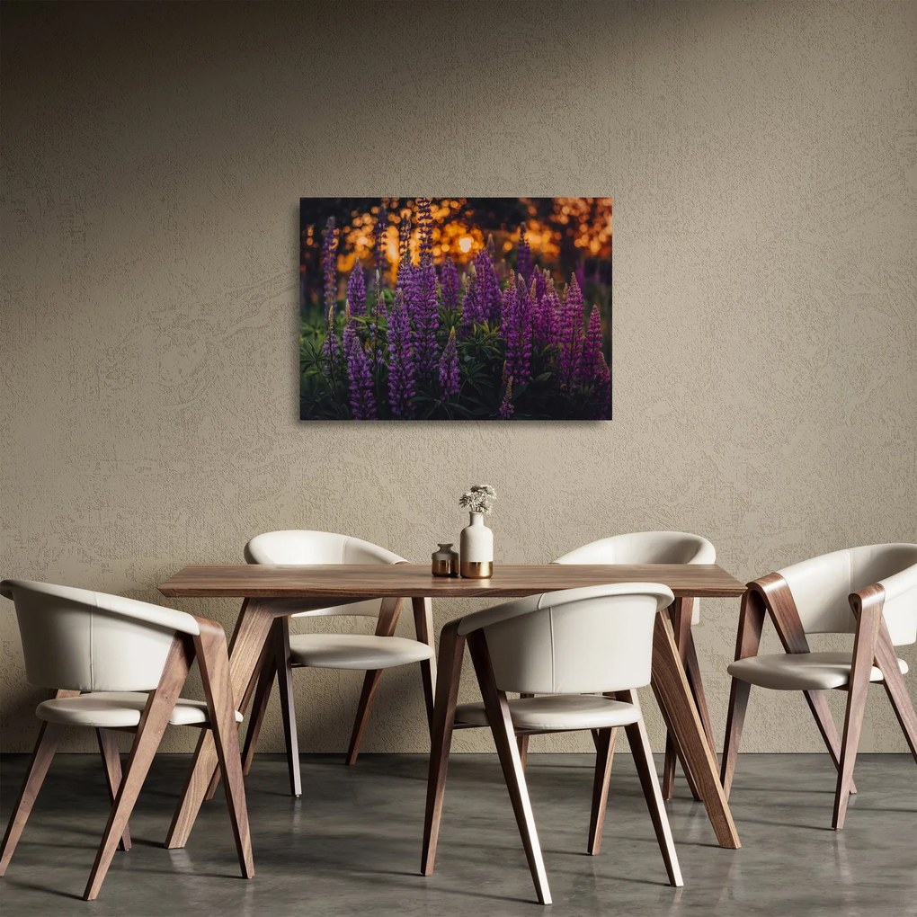 Tablou pe sticlă - Flori de lupin (70x50 cm)