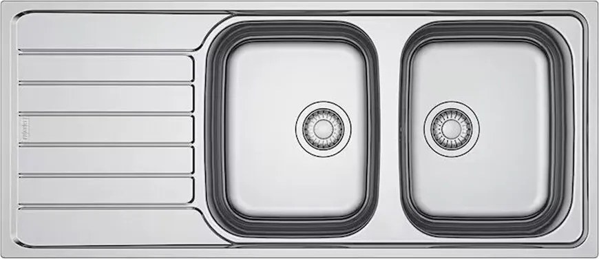 Chiuveta bucatarie inox Franke Spark 116x50 cm cu 2 cuve si picurator stanga finisaj lucios