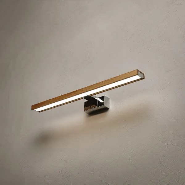 Brilagi-LED Iluminare oglindă de baie WOODY MIRROR 3 în 1 LED/12W/230V 60 cm IP44 crom/stejar
