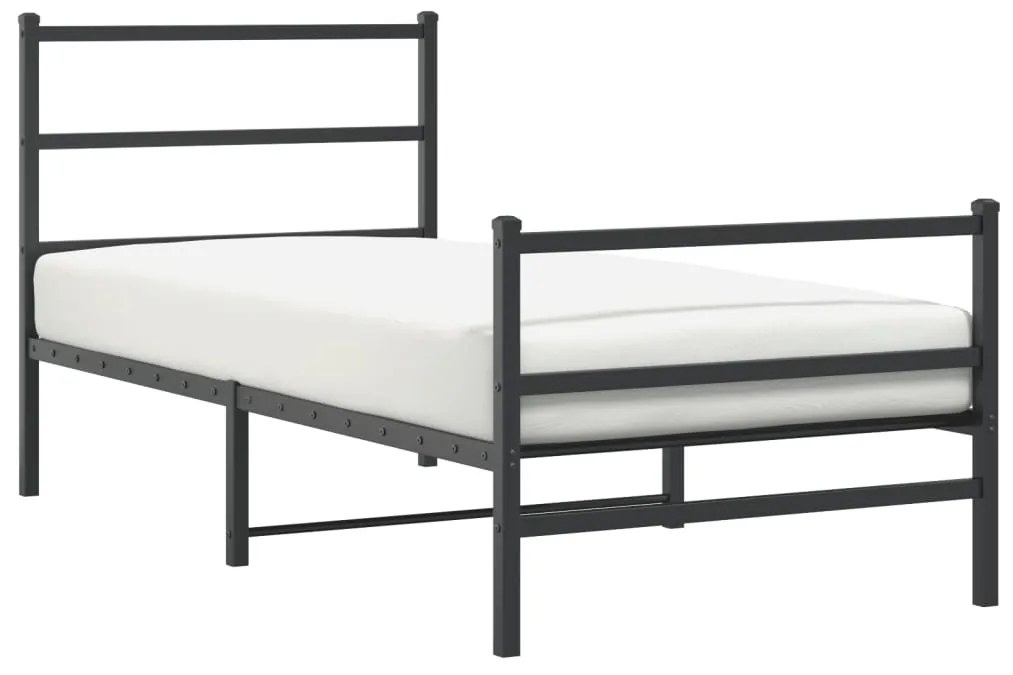 355375 vidaXL Cadru pat metalic cu tăblii de cap/picioare negru, 90x190 cm