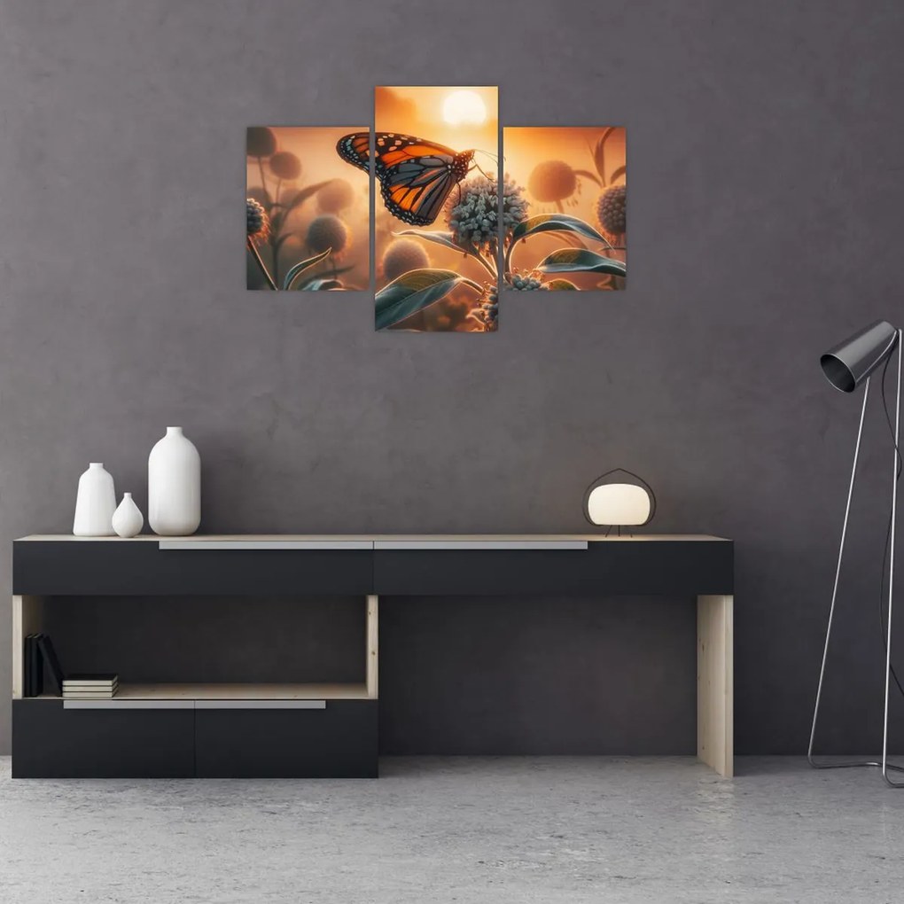 Tablou – Fluture în soare apunând (90x60 cm)